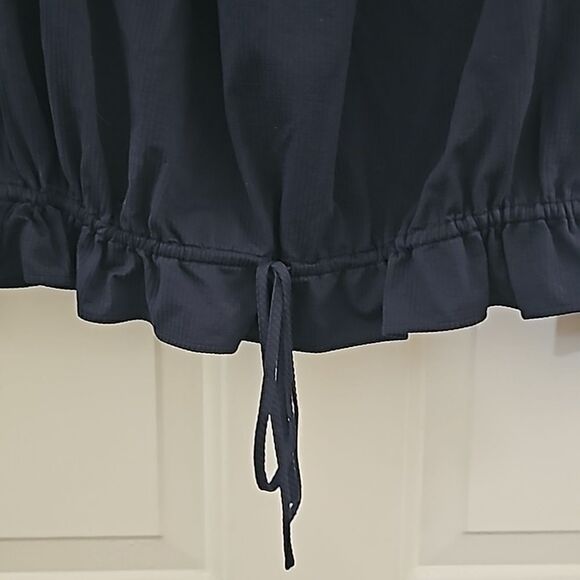 Theory Odettah Navy Ribbed Soft Seersucker‎ Off The Shoulder Top Size Small - Picture 5 of 8